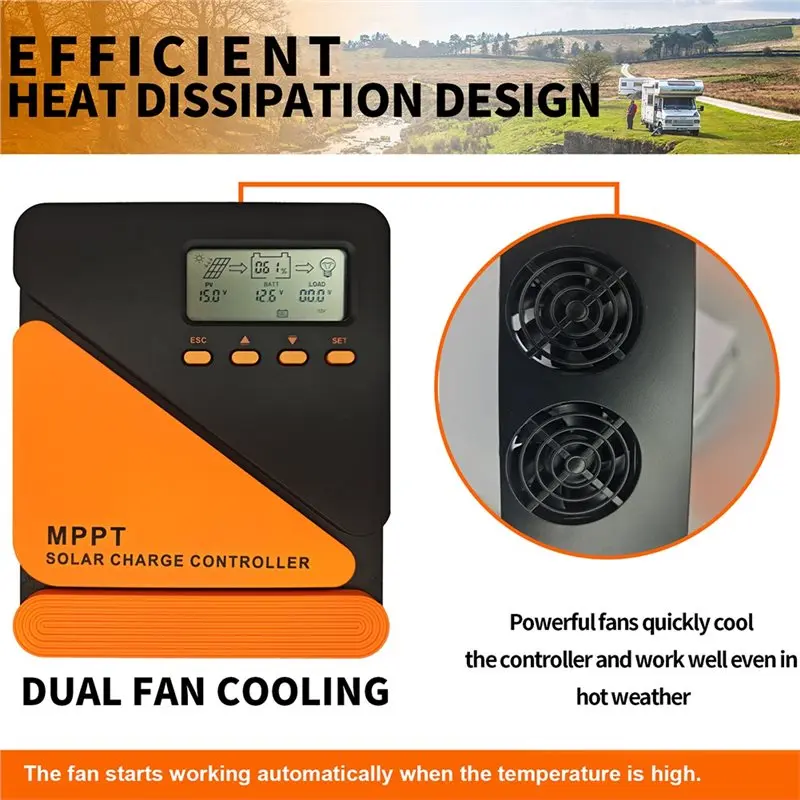 PORK-MPPT Charge Controller 40A Controller 18V-100V Solar Panels 12V 24V PV Regulator For Lead-Acid/Lithium