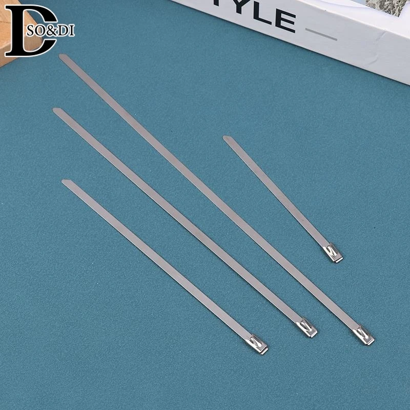 10Pcs 304 Stainless Steel Cable Ties Metal Zip Tie Straps Wrap Exhaust Heat Straps Induction Pipe 4.6mm Width Fastening Ties