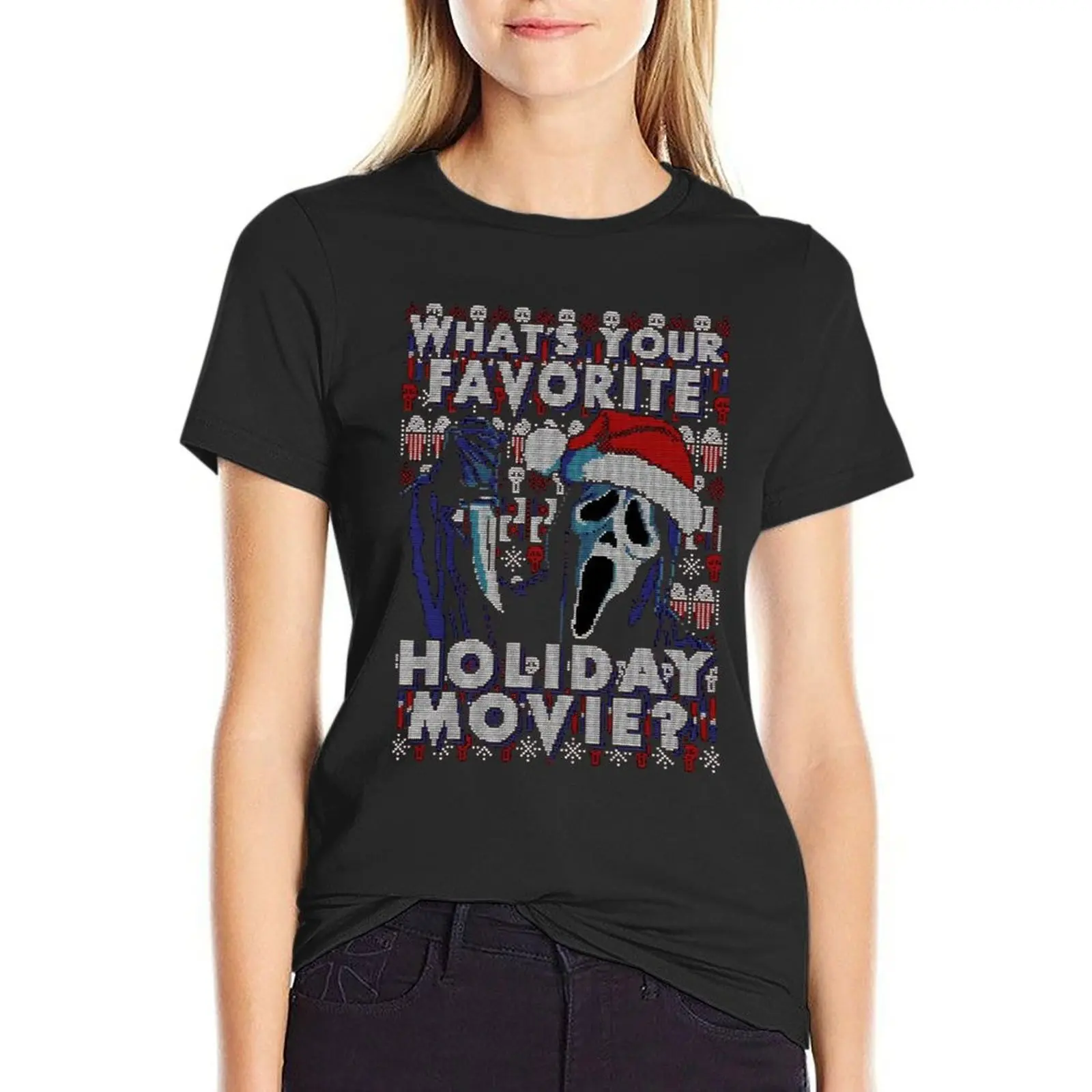 

Whats Your Favorite Holiday Movie T-Shirt blanks oversized white t shirts for Women