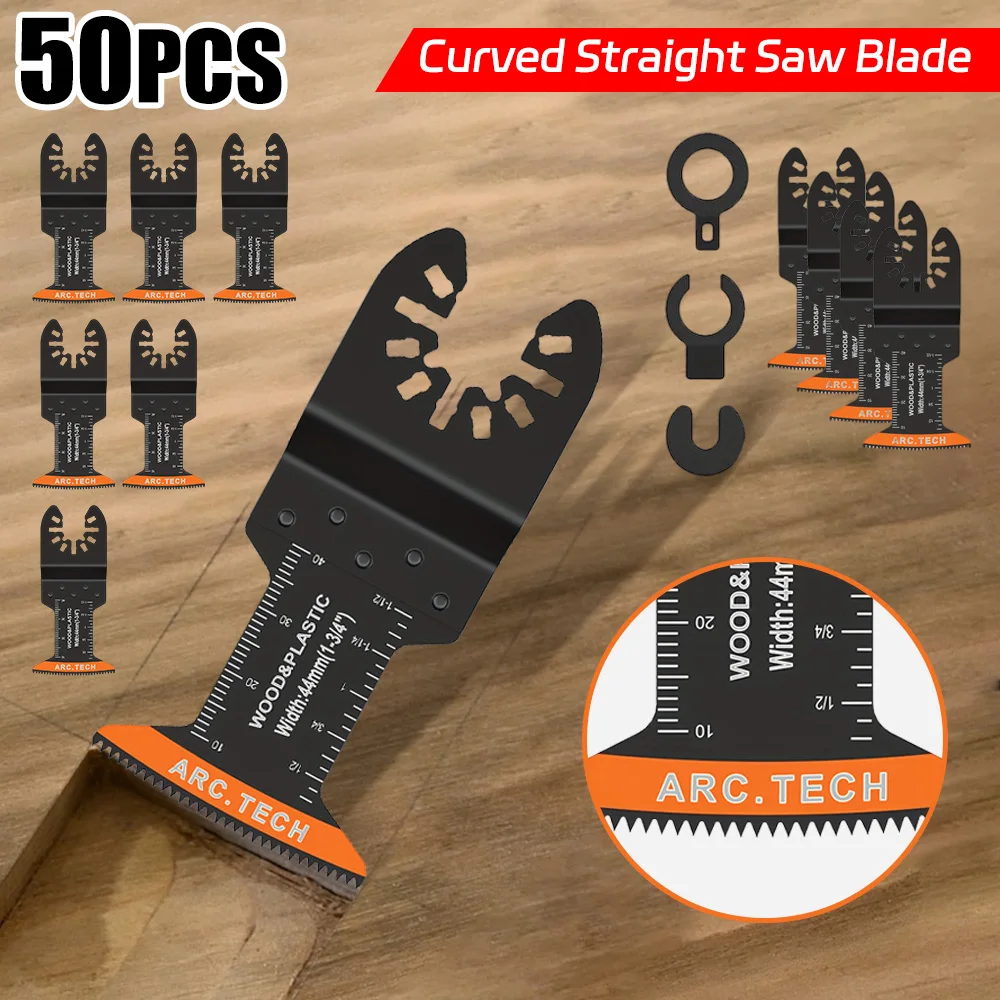 

50 шт., биметаллические осциллирующие пилы, износостойкие многофункциональные лезвия из углеродистой стали для дерева, металла, гипсокартона, набор режущих инструментов из ПВХ ﻿