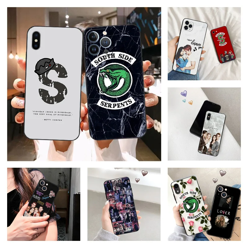 Phone Case for iPhone 16ProMax 14 13 15 Pro Max 12 11 XR SE 7 8 16 Plus Riverdale South Side Serpents Soft Black Silicone Cover