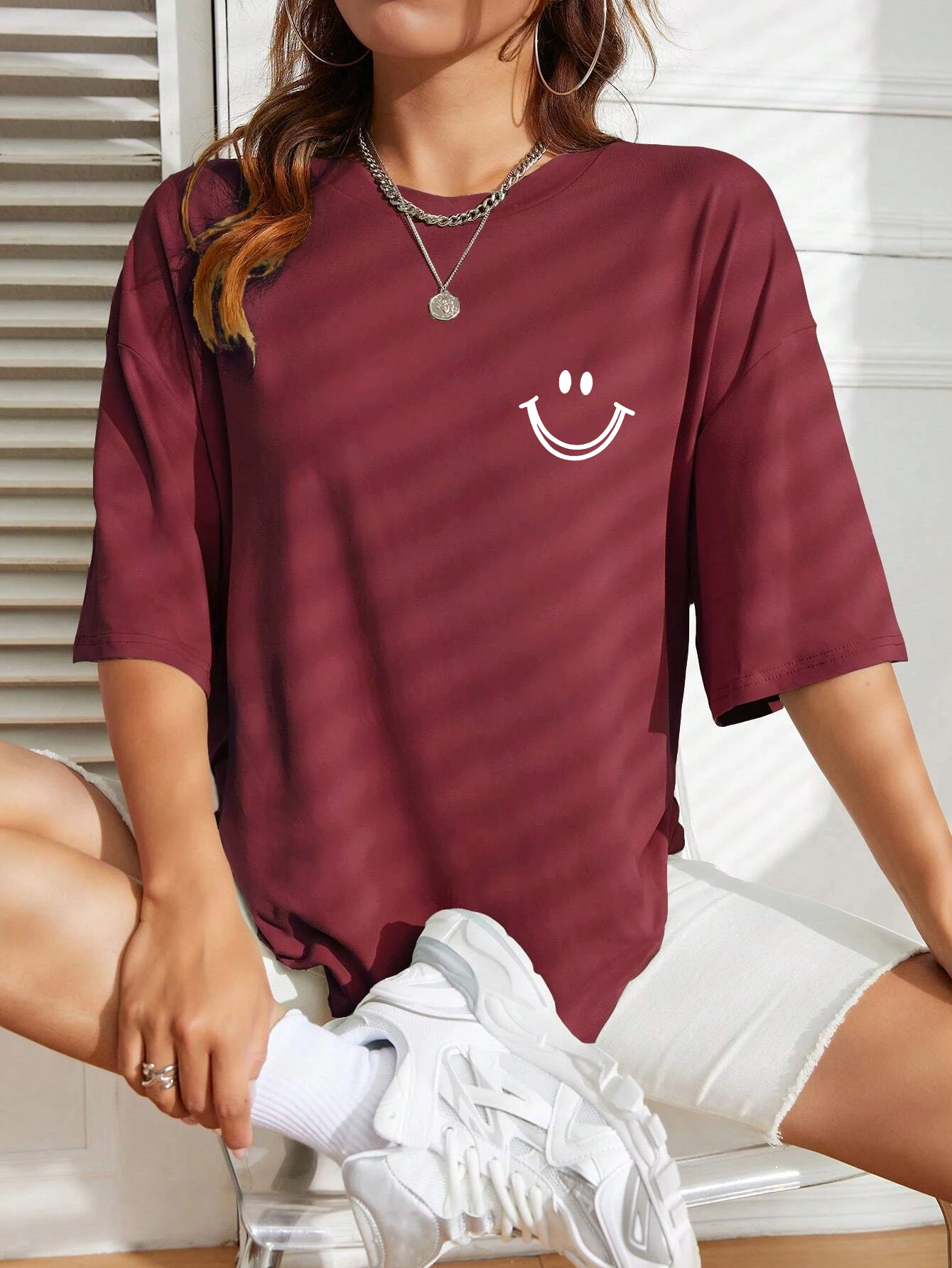 teekossc Happy Expression T-Shirt White S 5