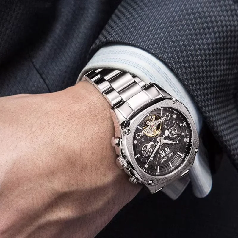 Flywheels Automatic With Calendar 3Bar Water Resistant Watch High Quality Ailang Sports Mechanical Skeleton Interesting Gadjets