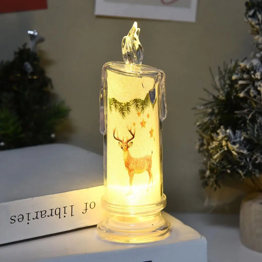 Christmas Flameless Candles with Santa Claus Snowman Elk Printed Decorations LED Night Light Christmas Night Light Party Favor