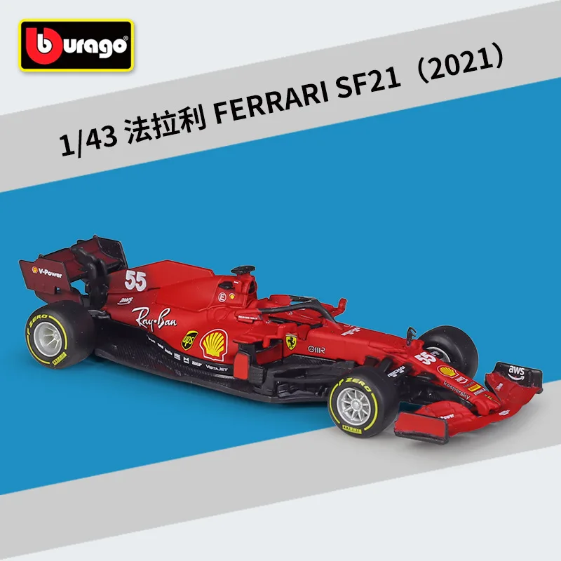 Bburago 1:43 2021 Ferrari F1 Formula SF21 #55 #16 Alloy Sports Car Model Carlos Sainz and Charles Leclerc Exclusive Race Car Toy