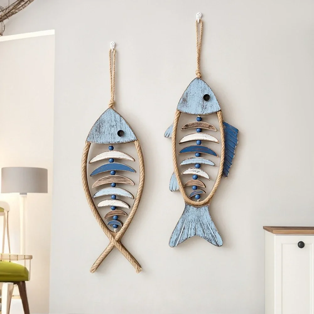 Mediterranean Style Wall Three-dimensional Fish Shaped Pendant Wall Decoration Home Room Wall Fish Shaped Decoration Background
