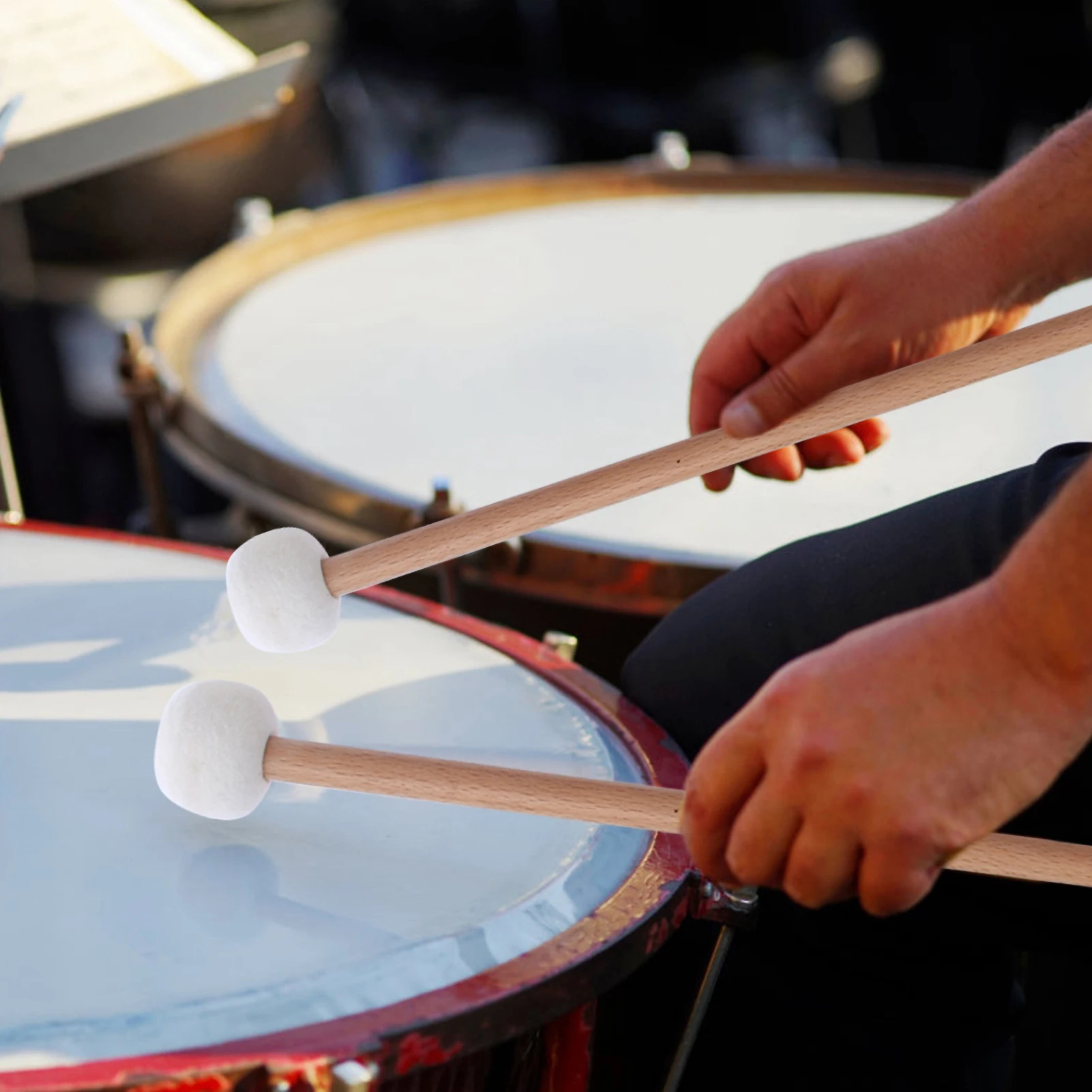 Drum Mallet Hammer White Felt Timpani Snare Drum Musical Instrument Accessories Drum Mallet Hammer Drum Mallet Felt Mallets