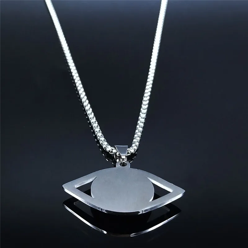Islam Hamsa Evil Blue Eye Necklace Stainless Steel Turkish Eye Chain Bracelet Greek Jewelry Ojo Turco Acero Inoxidable N1137S02 - view 4