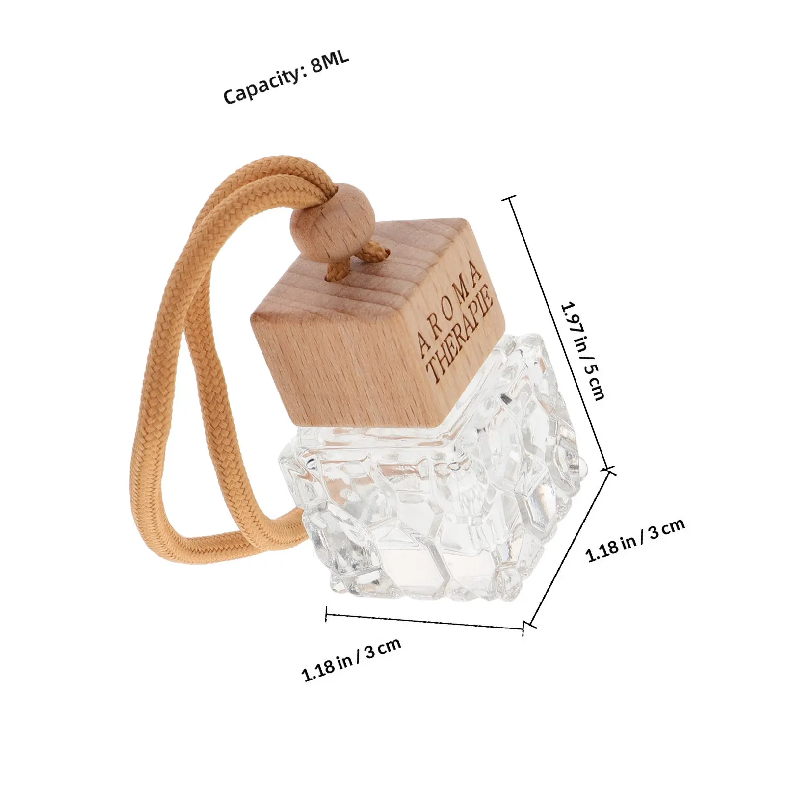 Hanging Car Air Freshener Bottle Essential Oil Diffuser Aromatherapy Diffuser Glass Wood Car Perfume Bottle Leakproof Refillable