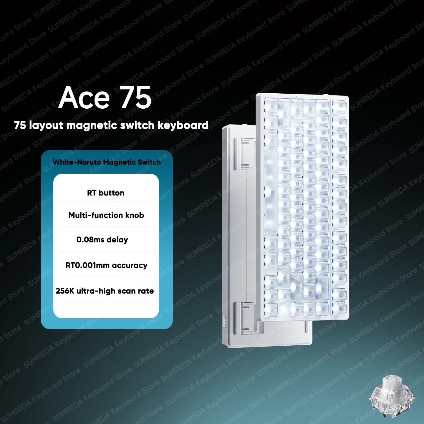 MCHOSE ACE75 Wired Gaming Mechanical Keyboard Magnetic Switch Ace75 RT0.001mm 8K 0.08ms Ultra Low Latency RGB FPS Gamer Keyboard