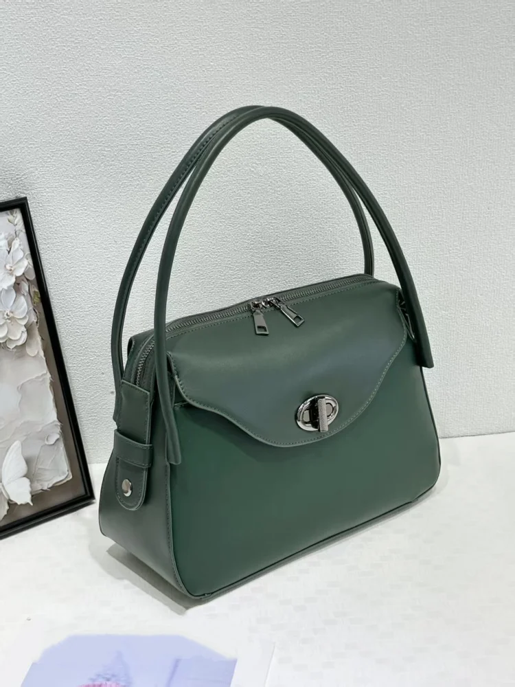 French Style Top Handle Handbag Trendy Women Color Blocking PU Leather Shoulder Crossbody Bag Large Capacity Tote Bag