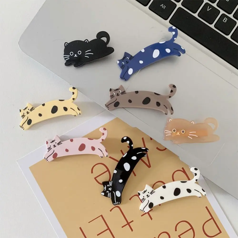 Cute Cartoon Cat Hair Clip Pet Colorful Acetic Acid Hair Clip Korean Style Acrylic Cat Duckbill Clip Girls