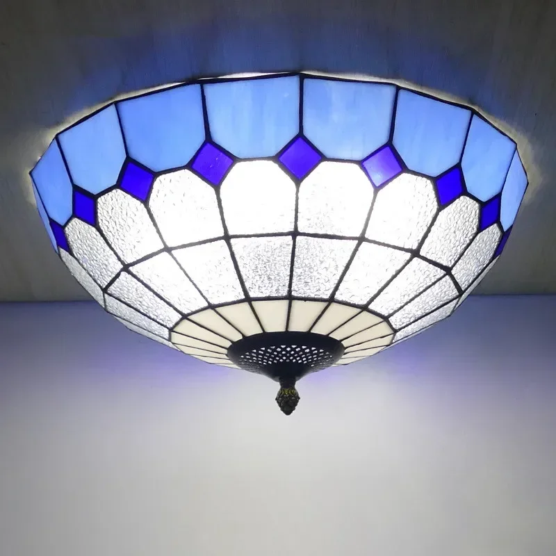 DORIAN Tiffany Ceiling Light Mediterranean Sea Bedroom Study Modern Creative Bar Counter Corridor Colored Glass Ceiling Light