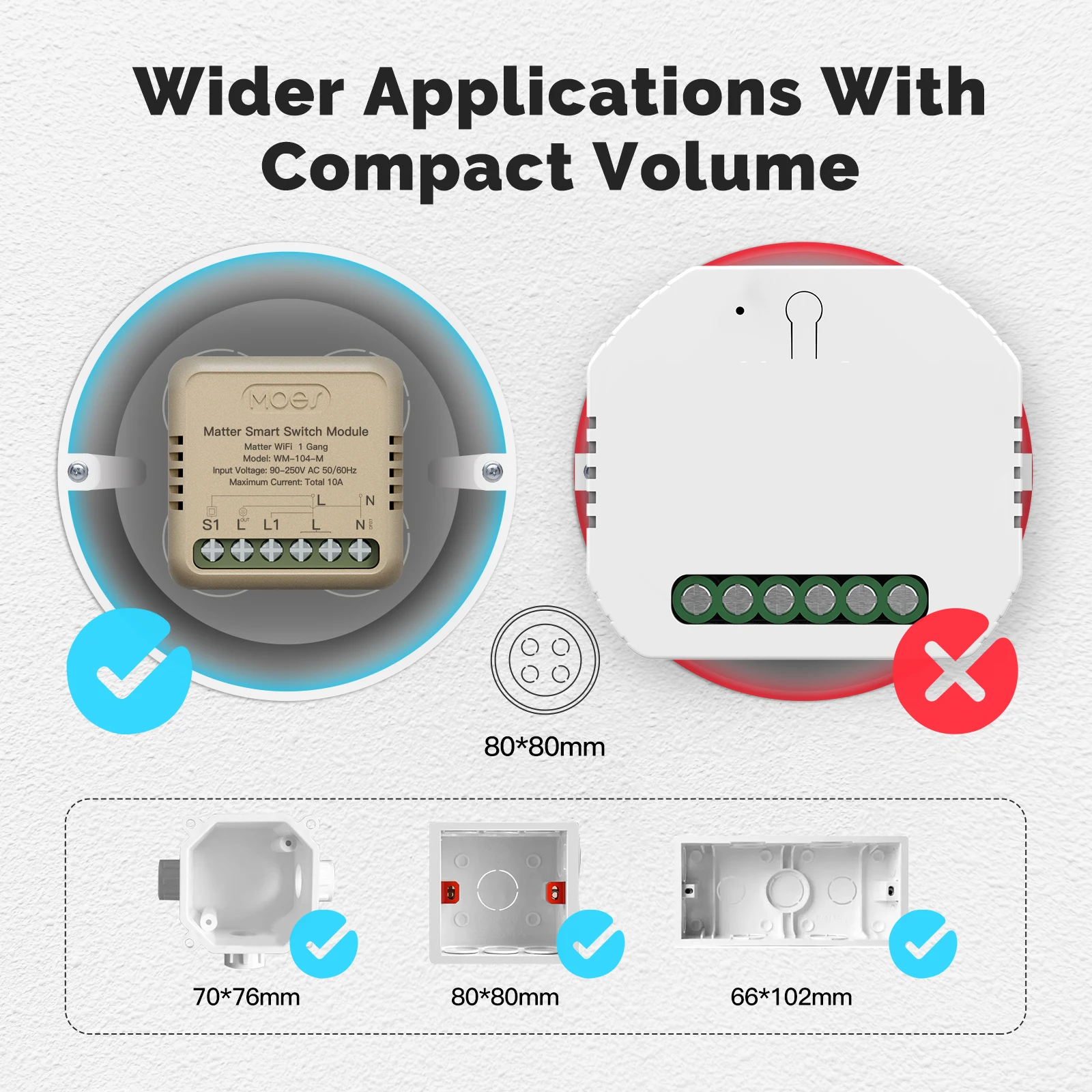 Tuya WiFi Matter Mini Smart Switch Module Relay Timer Home Automation App Remote