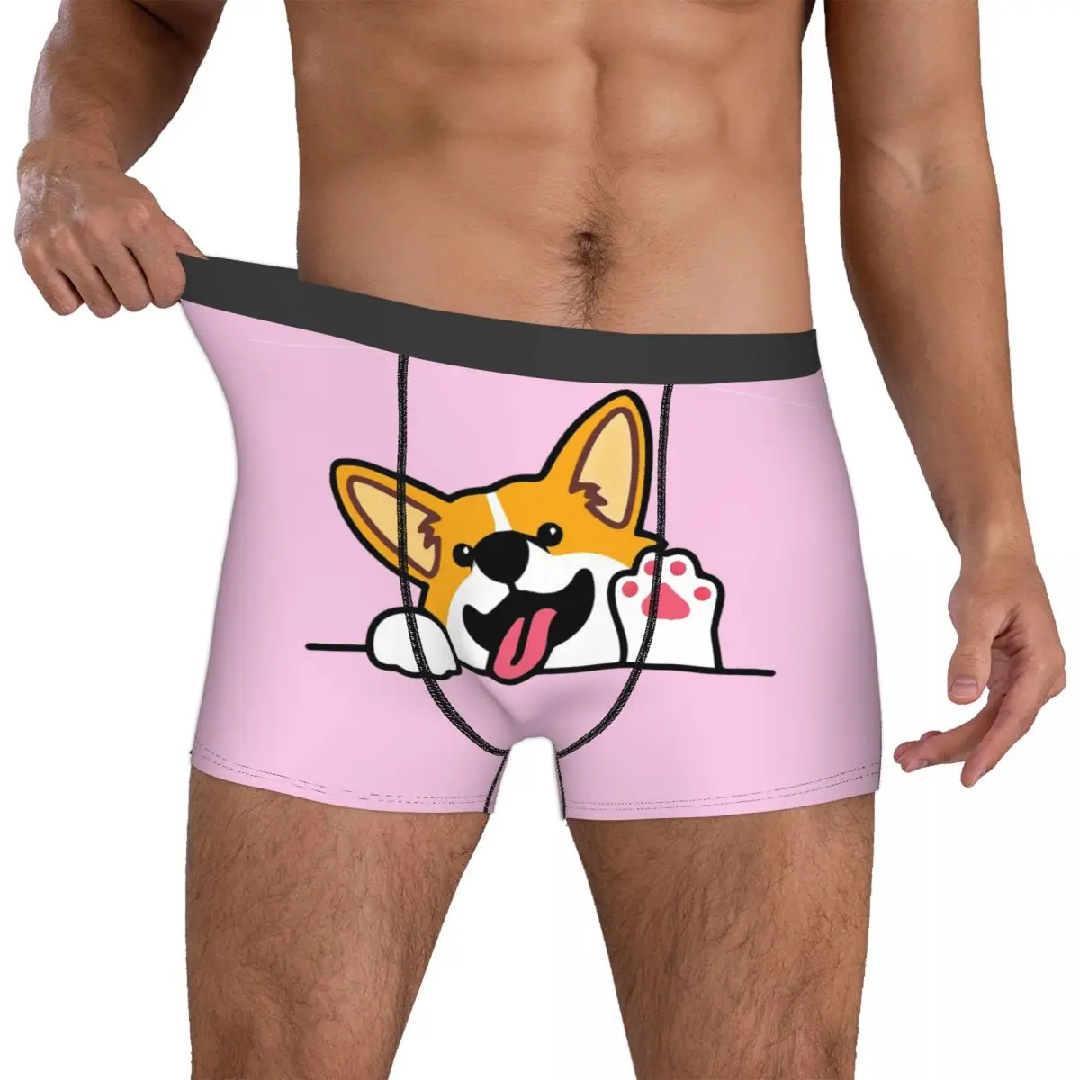 Kawaii Corgi Cute Smiling Underpants Homme Panties Man Underwear Comfortable Shorts Boxer Briefs