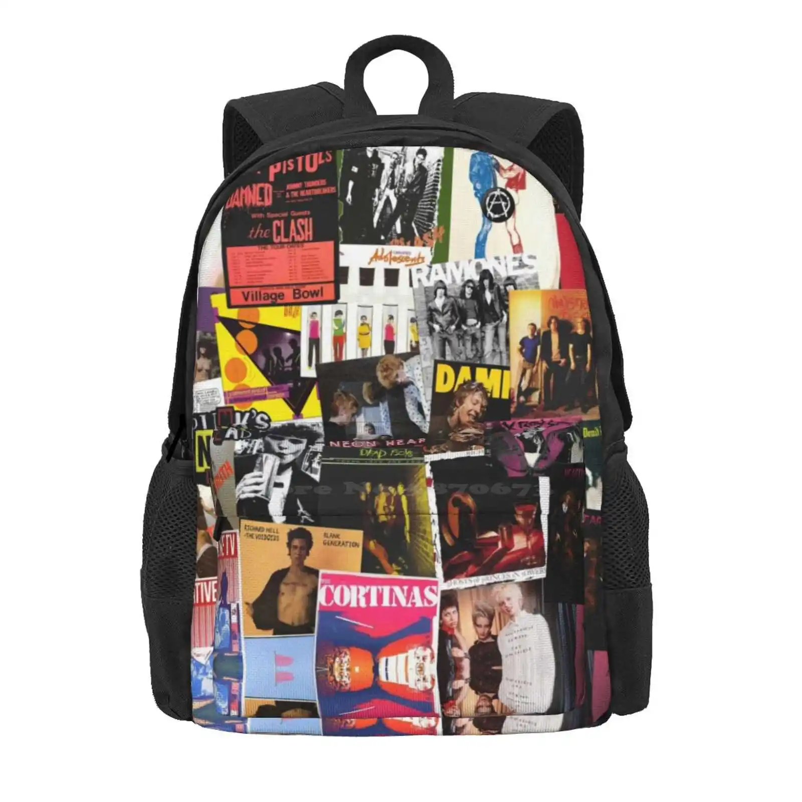 70S Punk Rock Music Hot Sale Schoolbag Backpack Fashion Bags Punk Music Punk Band 70S Punk Collage New York Punk Uk Punk Music