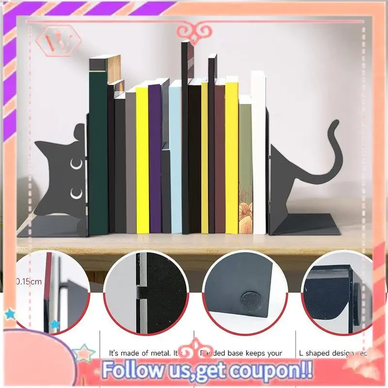 AT84-1 قطعة نهايات كتاب القط اللطيفة، نهايات الكتب المزخرفة، نهايات الكتاب باللون الأسود للأرفف، أشياء تزيين رف الكتب، رف الكتب المكتبي المنزلي