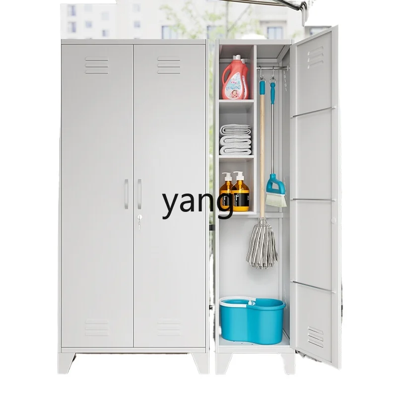 Yjq Cleaning Stainless Steel Cleaning Cabinet Mop Tool Storage Household Outdoor Tool Locker Housekeeping Iron Sheet