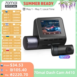 70mai Dash Cam A410 2.5K+1080P Dual-Channel Recording Built-in GPS 24H Parking Surveillance Car DVR 70mai A410