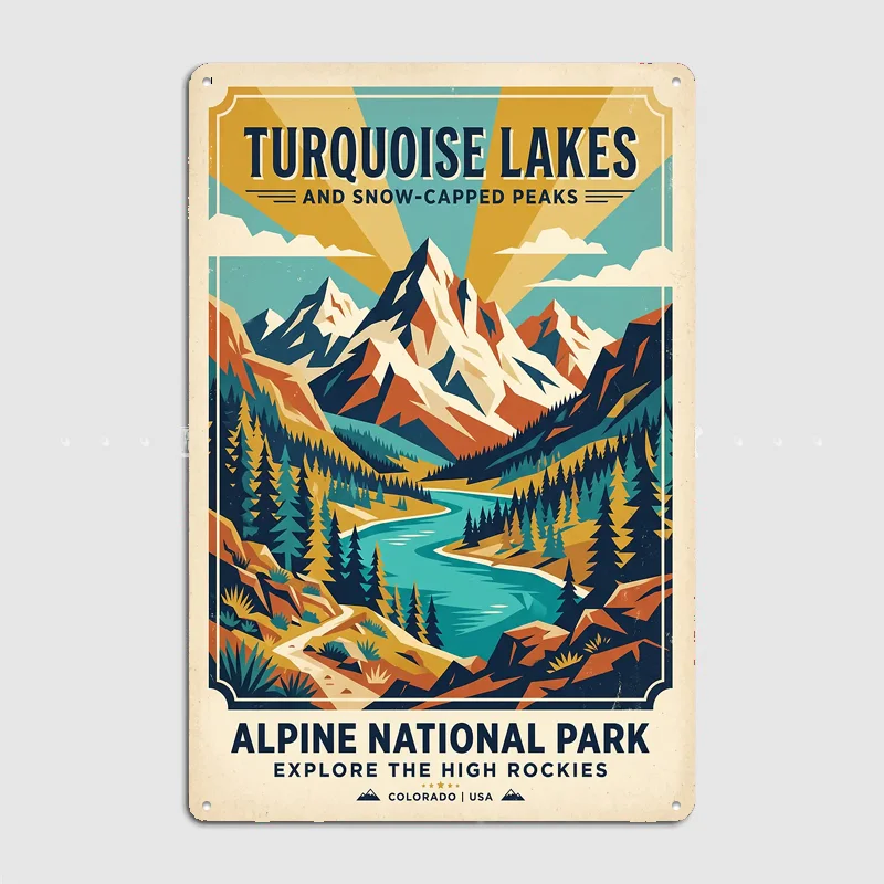 Vintage Alpine National Park Travel Metal Custom Sign Living Room Wall Indoor Decor Room Decoration Bedroom Posters Home Decor