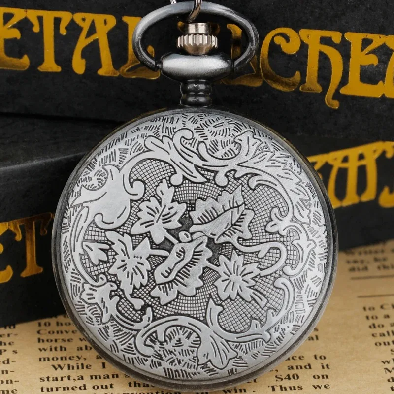 Reloj de bolsillo con collar de cuarzo gris antiguo, relojes con colgante de recuerdo, regalos únicos, reloj Fob Unisex para niños, mujeres y hombres