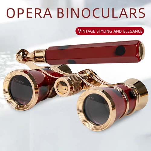 Binoculares portátiles 3X25, gafas de teatro de ópera de Metal, Mini Binocular compacto con cadena/mango para escenario, concierto, Camping