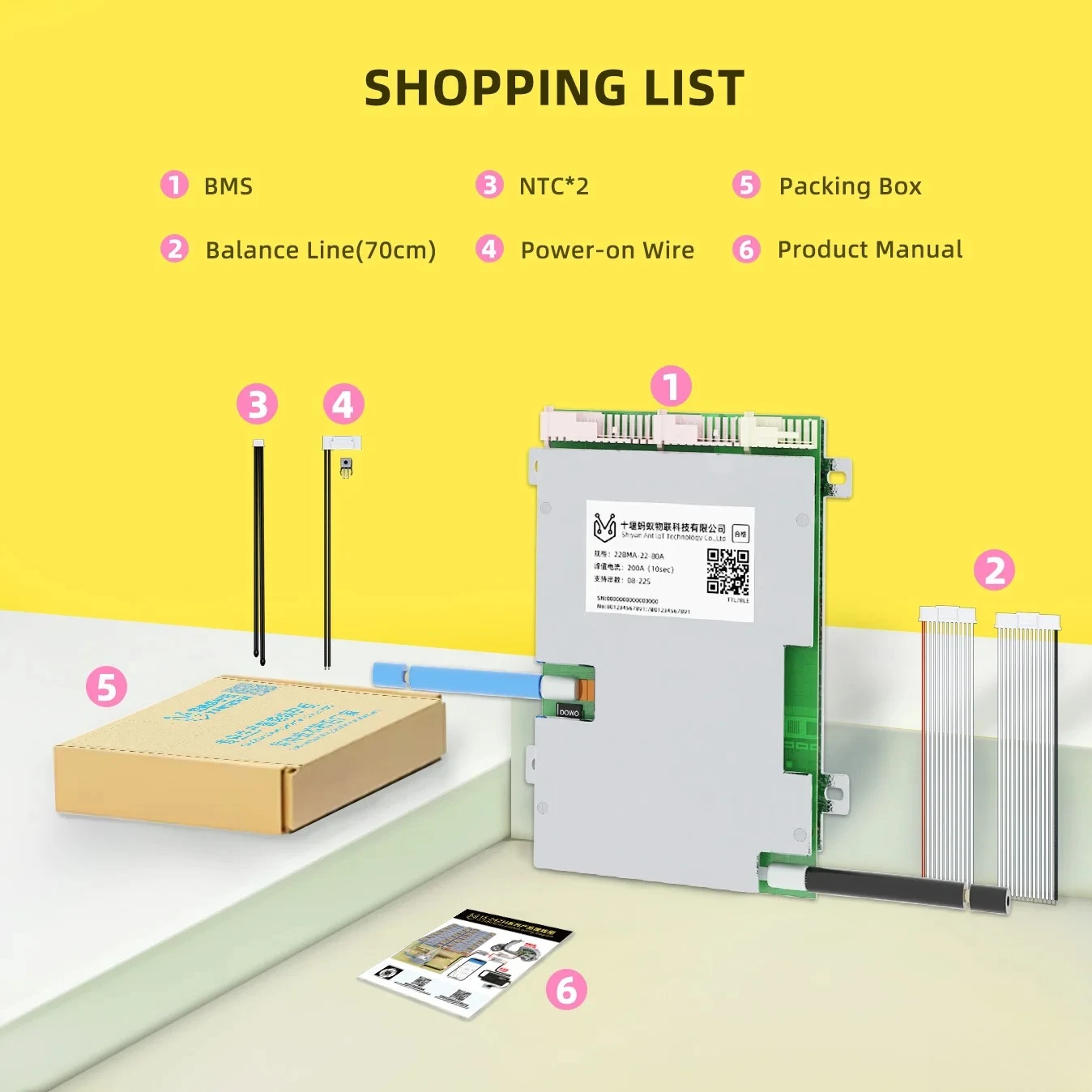 ANT 8S-22S BMS 36V 48V 72V 80A 130A 220A BT التحكم عن بعد للمحرك الكهربائي/الدراجة الإلكترونية/السكوتر/النظام الشمسي/نظام خارج الشبكة