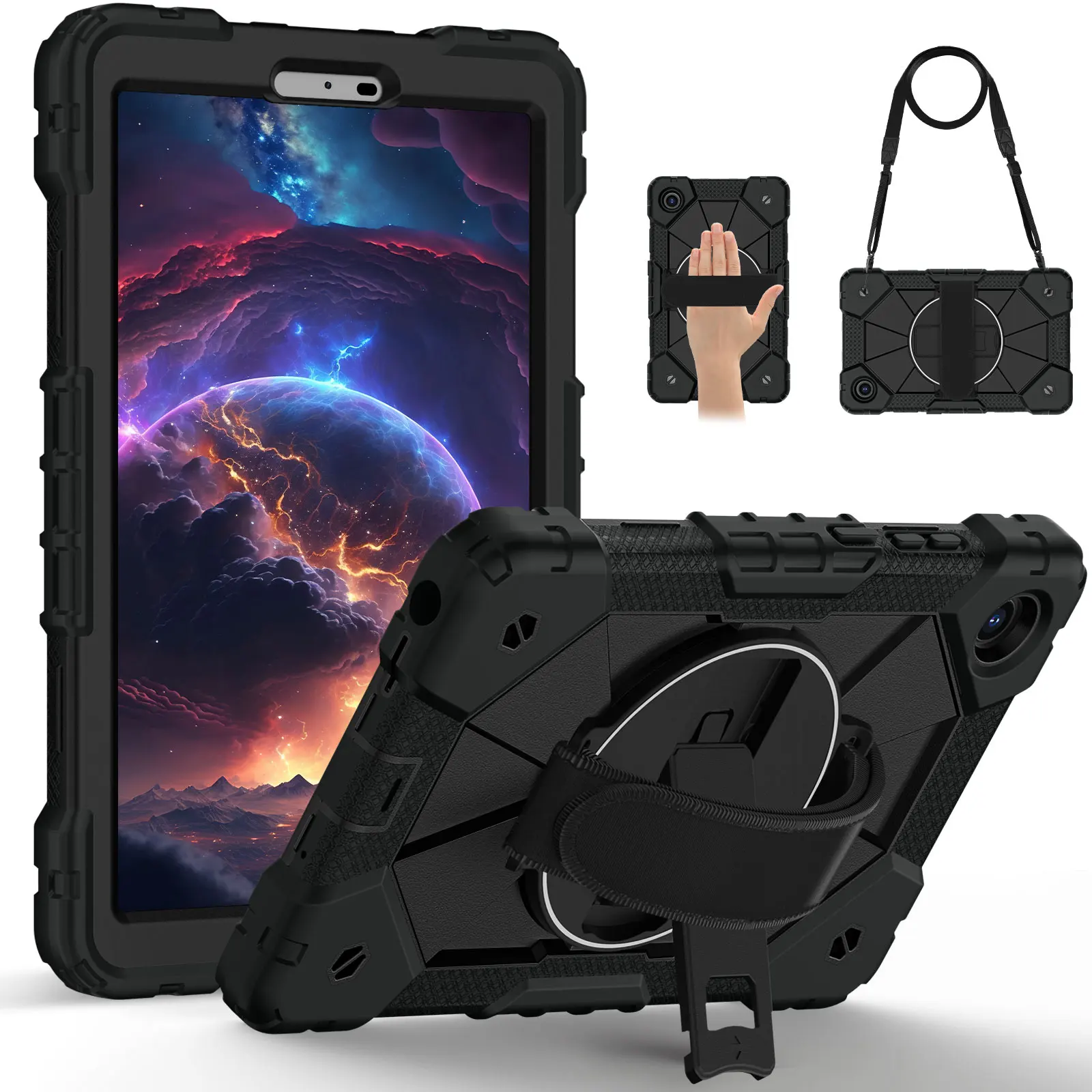 Kickstand Case For Lenovo Tab One (K9) 2025 8.7 inch Model TB305FU 360 Rotating Heavy Duty Cover With Handle Grip,Shoulder Strap