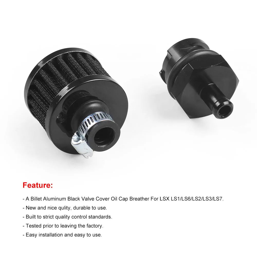 Raccordo di sfiato del tappo dell'olio del coperchio della valvola billet con filtro per LSX LS1 LS6 LS2 LS3 LS7