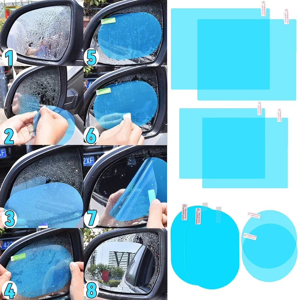 

2PCS Car Rearview Mirror Anti Fog Film Universal Waterproof Film Window Glass Anti-Fog Anti-reflective Sticker Auto Accessores