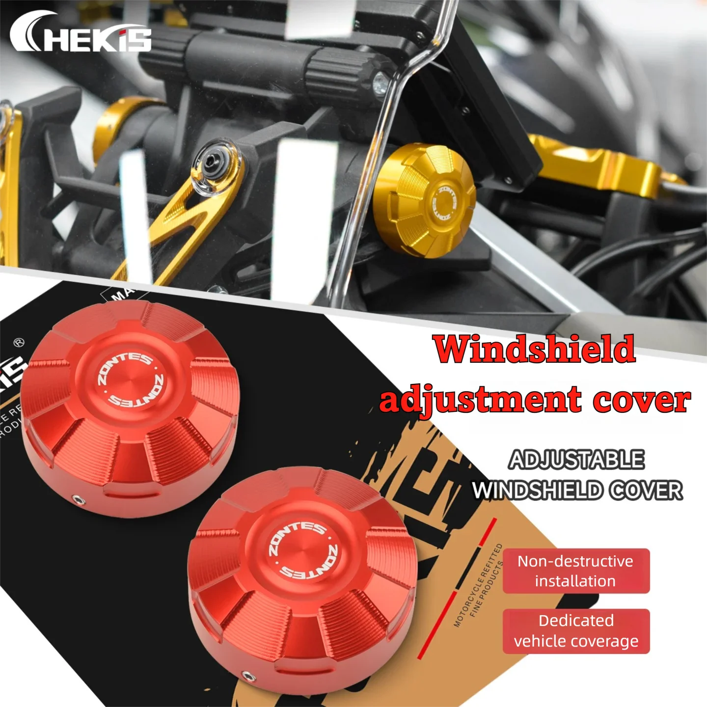 Chekis Is Suitable for Zontes 368g Modified Motorcycle Accessories, Windshield Adjustment Decorative Cover, Windshield Glass Lift Control Cover, Aluminum Alloy Decorative Cover