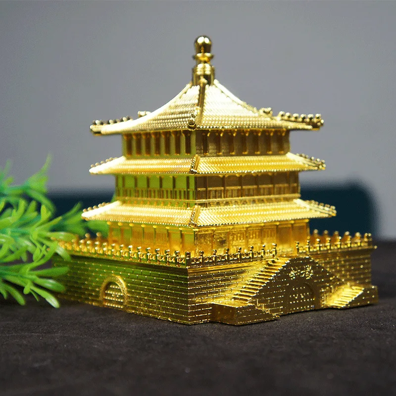 Xi'an Bell Tower Model Decorative Building Sculptures Architectural China souvenirs Big Wild Goose Pagoda Metal Building Model