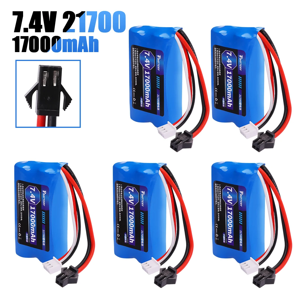 Batería de iones de litio mejorada 7,4 V 17000mAH 21700 para helicópteros RC, tanques de coches, tren, barcos, piezas de pistolas, juguetes, batería 2S 7,4 V, venta al por mayor