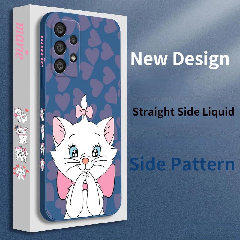 Disney The Aristocats Marie Cat Phone Case For Samsung A73 A53 A33 A52 A32 A71 A51 A21S A03S A50 A30 5G Liquid Left Rope Funda