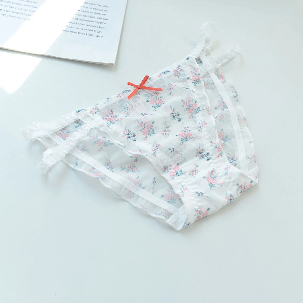 

New Sweet Girls Transparent Froal Women Lace Briefs Mesh Panties Lingerie Flower Underwear