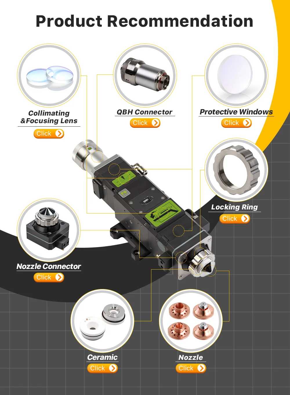 Cloudray Laserschneiddüse AMD B Typ D25 H20 M12 Einzel-Doppel-Chrom-Düse für 1064 nm Faserschneidemaschine – Detail 5