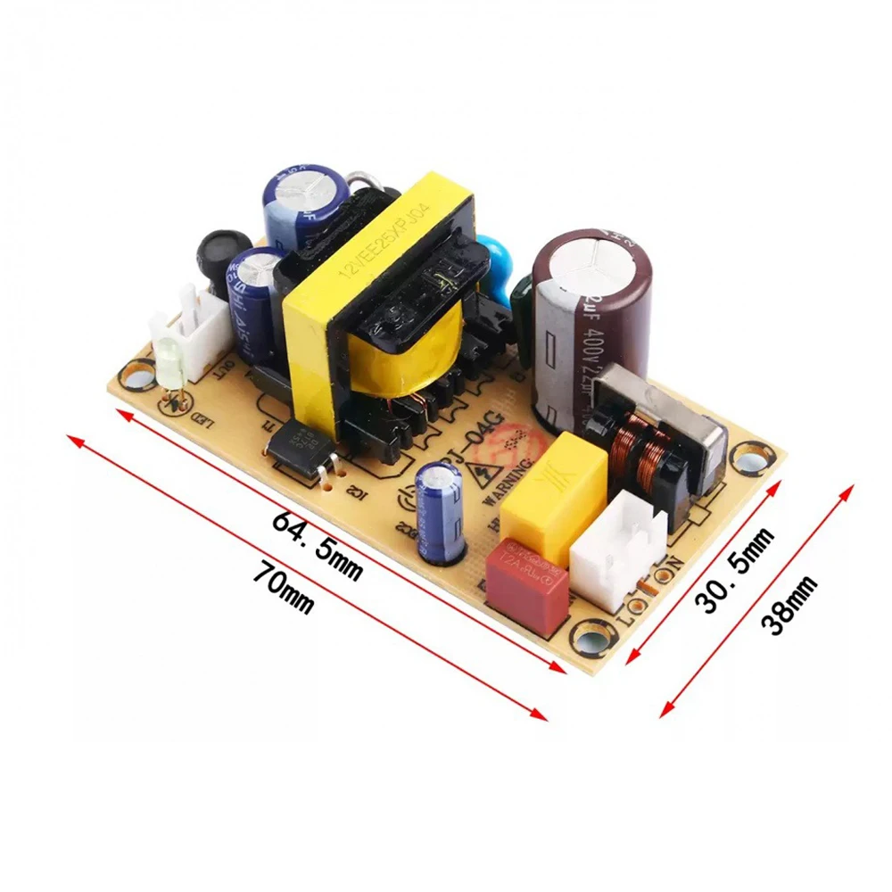

AC-DC 12V2A 24W Switching Power Supply Module Bare Circuit 100-264V to DC12V Board for Replace/Repair with Overload Protection