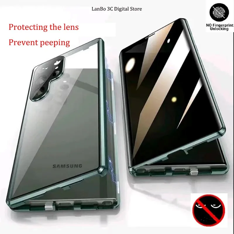 360 ° double-sided privacy glass protective case suitable for Samsung Galaxy S24 S23 S22 S21 Plus Ultra with lens protection