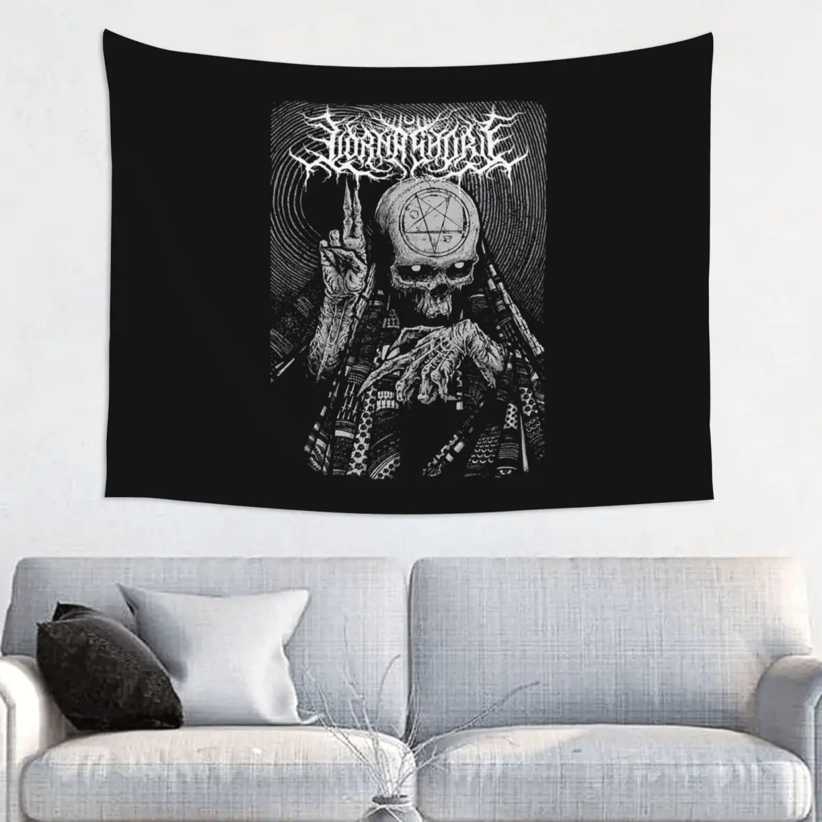 Lorna Shore Deathcore Skull Tapestry Wall Hanging Hippie Fabric Wall Tapestry INS Blanket Room Decor Wall Cloth