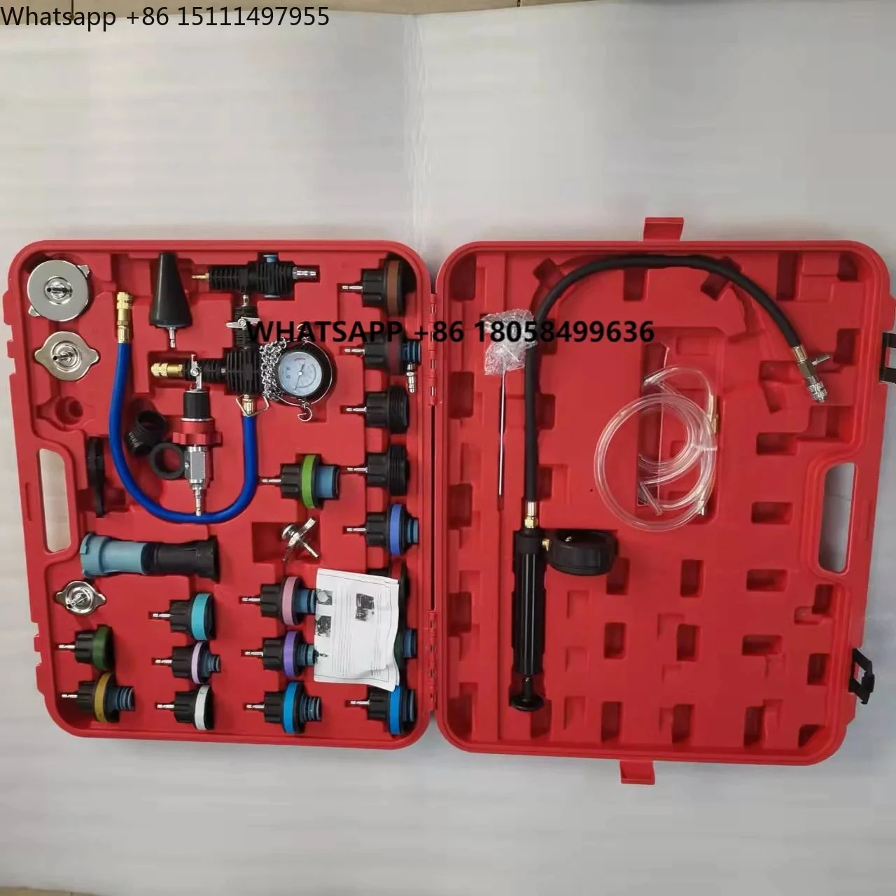 34pcs Universal Automotive Water Tank Leak Test Detector and Vacuum Coolant Radiator Pump Pressure Cooling System Tester
