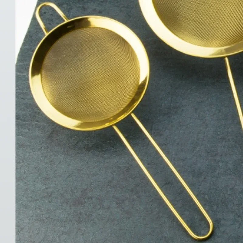 Stainless Steel Fine Mesh Oil Strainer Golden Flour Sifter Sieve Colanders Flour Coffee Mesh Filter Baking Tools Kitchen Bakware