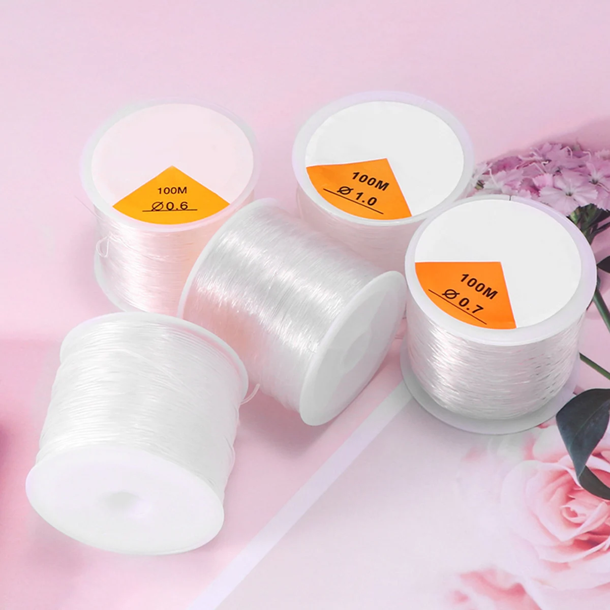 100m White Transparent Circular Transparent Fish Silk Elastic Thread Color Crystal Thread Diy Bead Elastic Rope 0.6mm 0.7mm