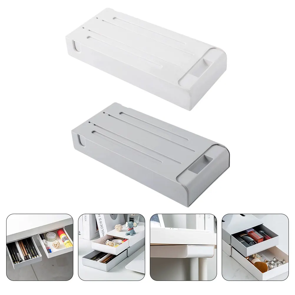 

2pcs Desktop Storage Box Plastic Drawer Type Home Tool Organizer Stationery Cosmetics Jewelry Pen Case Tidy Clean Simple