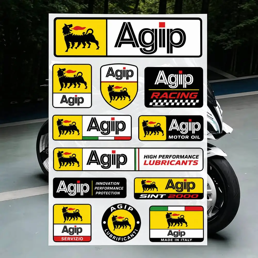 LOGO A-G-I-P Motorcycle Sticker Motorcycle Fairing Fuel Tank Helmet Car Window Trunk Scooters Universal Waterproof Vinyl Decals