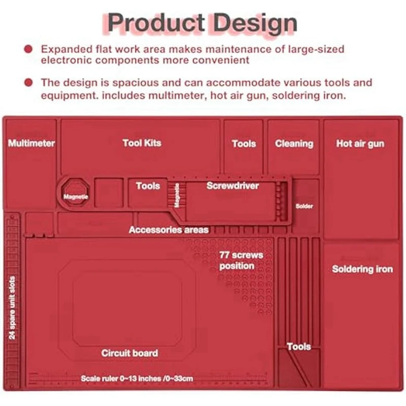 Silicone Soldering Mat Heat Resistant Repair Mat Can Accommodate A Multimeter, Soldering Iron, Repair Mat