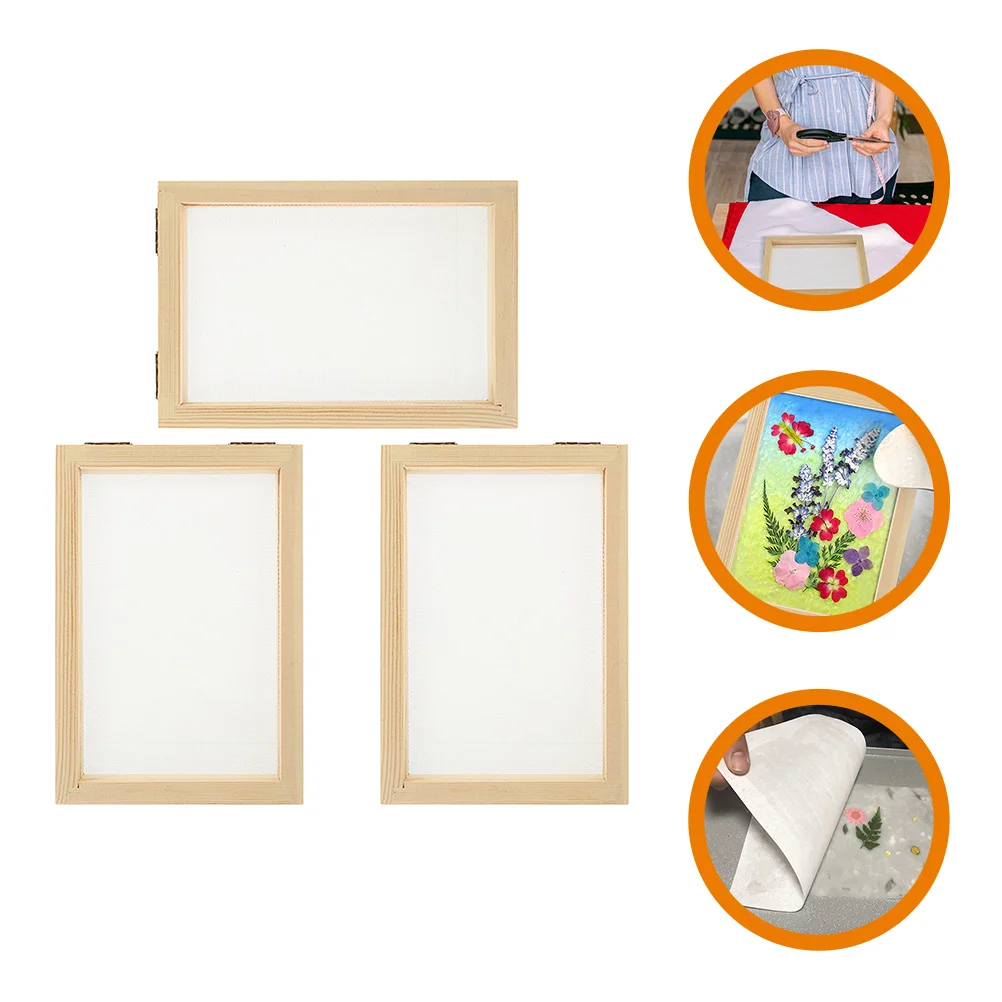 

3 Pcs Picture Frame Paper DIY Crafting Handicraft Wooden Photo Making Mould Package Child