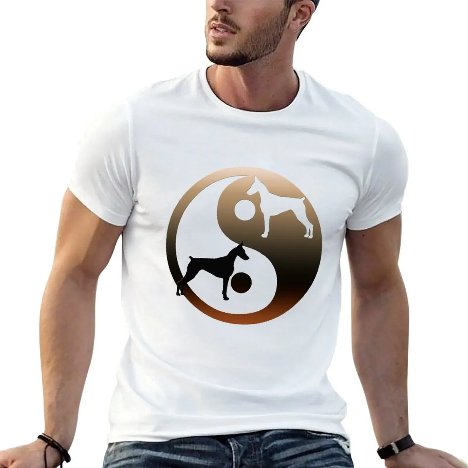 the Doberman Ying Yang T-Shirt sports fans croswit shirt man tee shirts for men