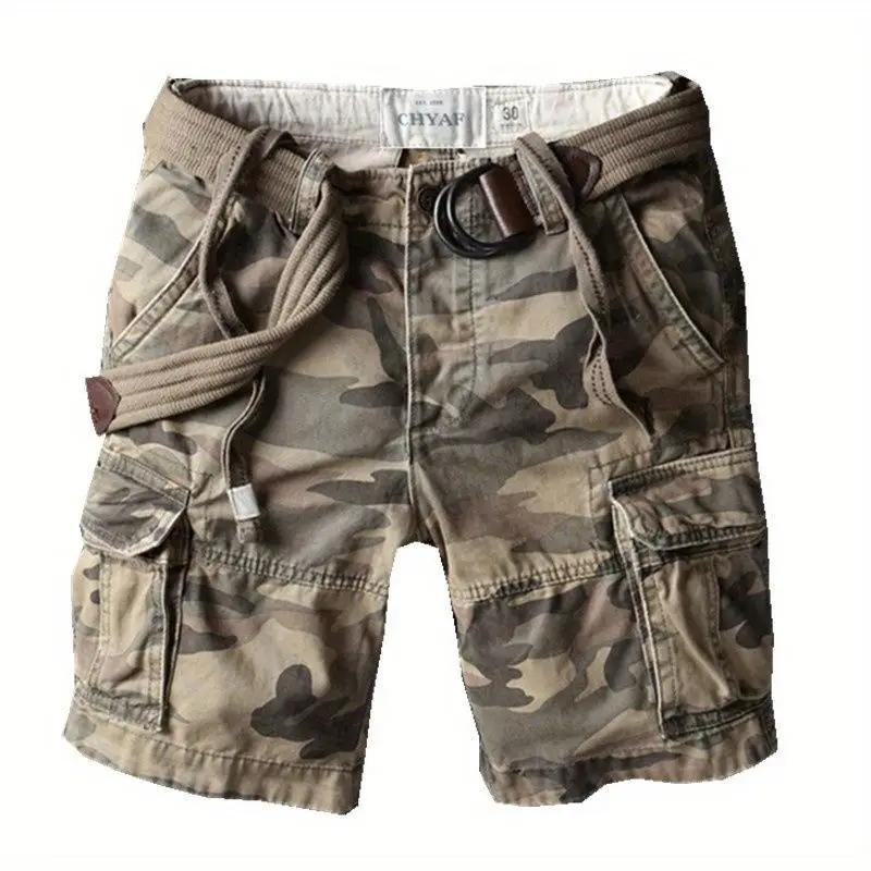 New 2025 Cotton Retro Summer Men's Outdoor Loose Multi-pocket Sports Camouflage Tooling Shorts Straight Medium Short Pants Man