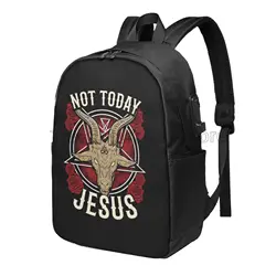 Not Today Jesus Gift for A Satanic Atheist Halloween Graphic Art Backpack Durable Laptop Bag Student Bookpack Travel Daypack