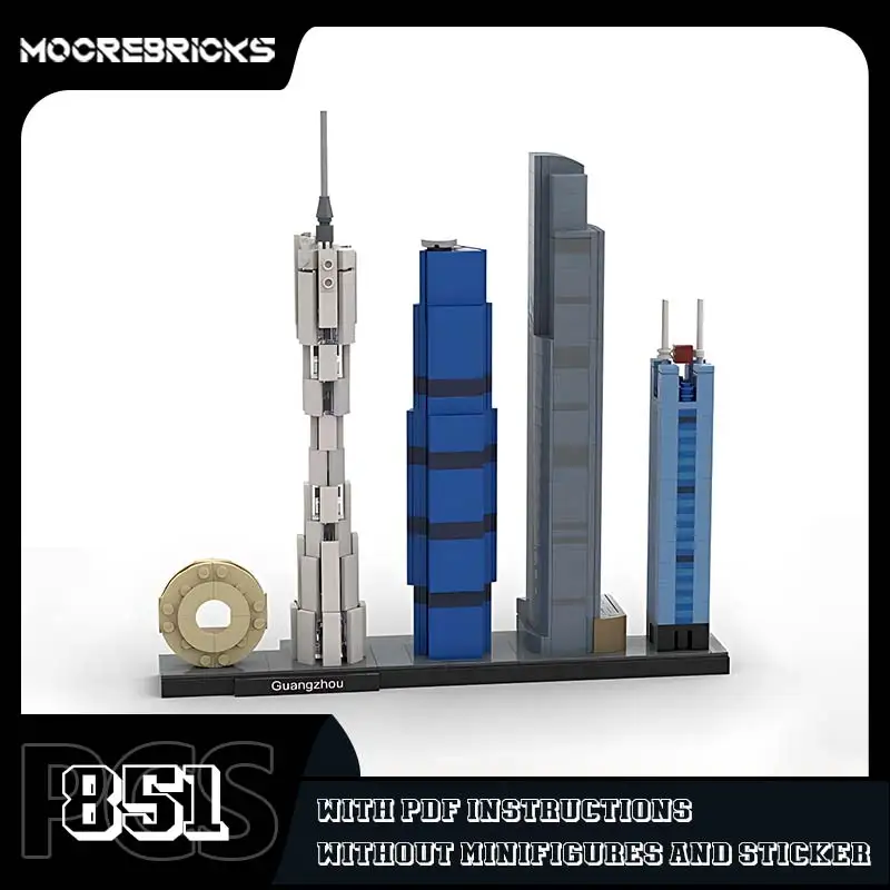 MOC klocki Guangzhou Skyline Model cegły miasto słynna architektura montaż Puzzle zestawy zabawek kolekcja dla dzieci prezenty